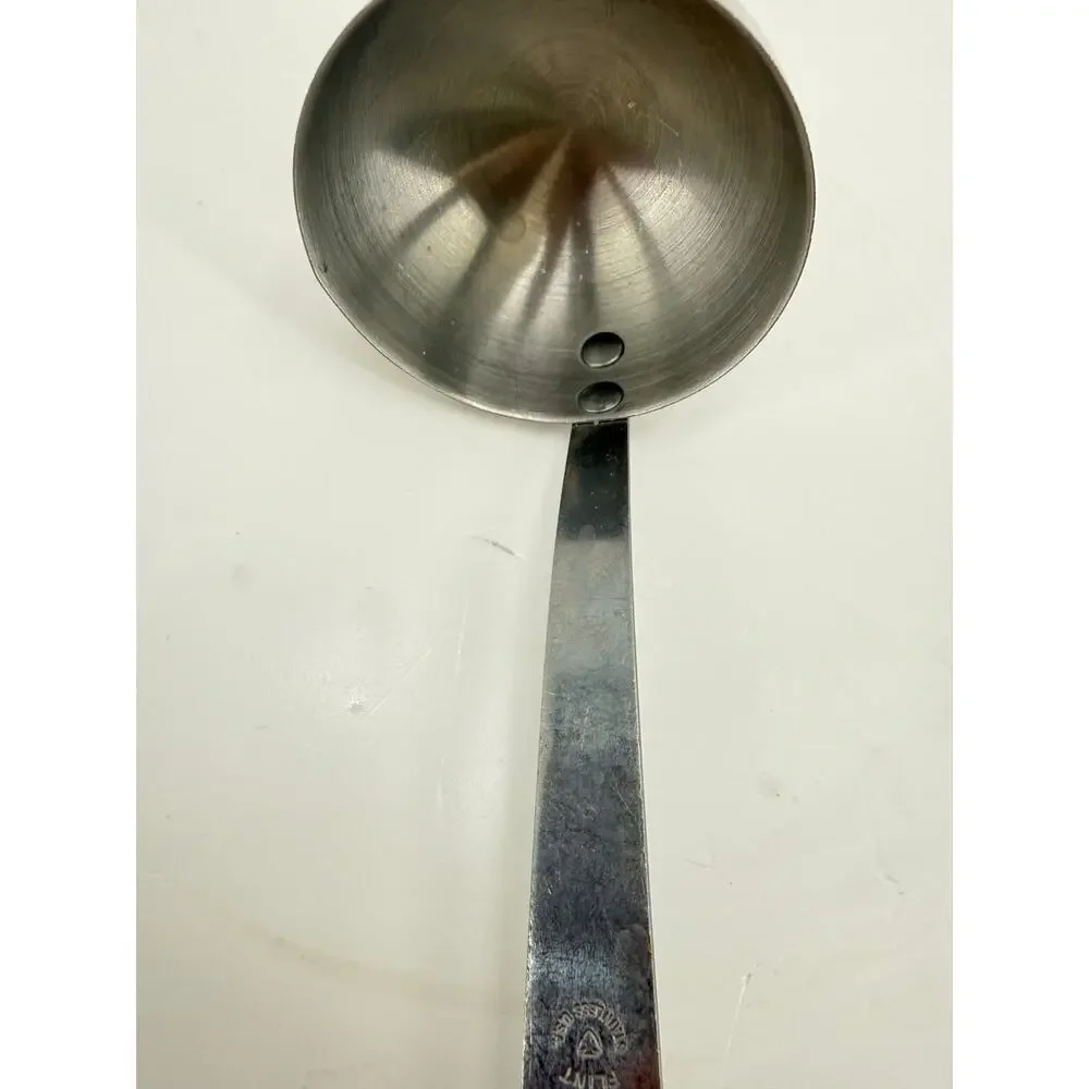 Flint Stainless USA Soup Ladle Floral Handle Vintage Mid Century Kitchen Utensil